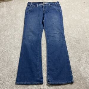 Y2K American Eagle Jeans Womens 10 Blue Flare Stretch Denim Western Cowgirl